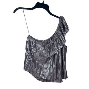 Guess‎ Bobbi and Bricka NWT Pink Shimmer One Shoulder Pleated Blouse Size Medium